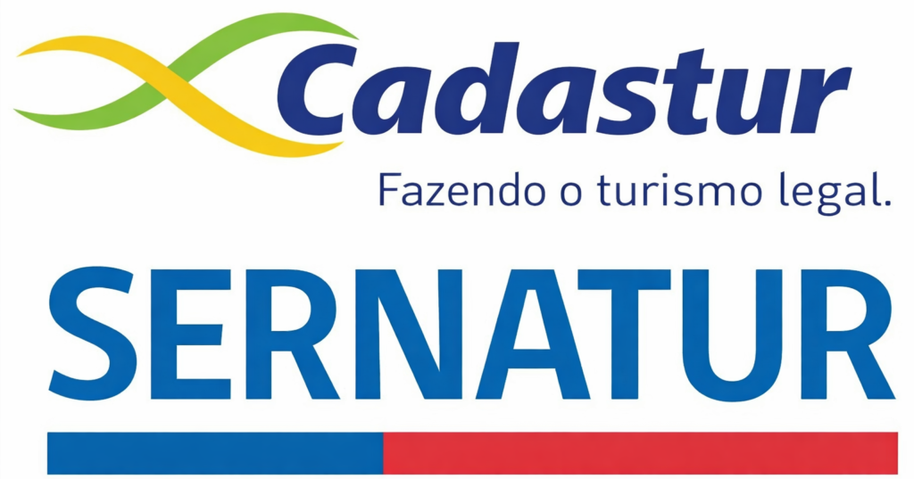 Selos oficiais Cadastur e SERNATUR de agência de viagens certificada para turismo no Chile
